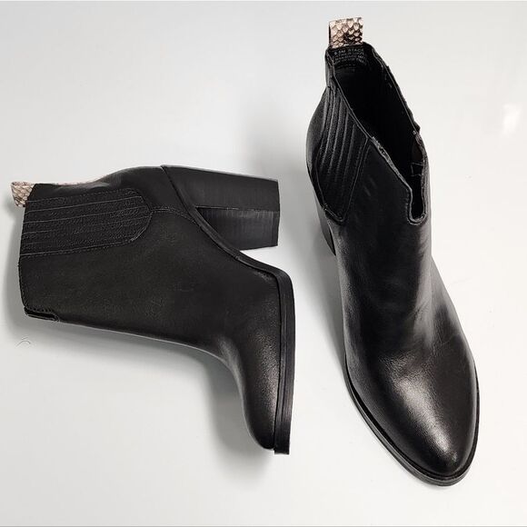 🐢 Dolce Vita Stacie Black Leather 3.5" Block Heel Ankle Booties - 9.5 - Picture 7 of 7